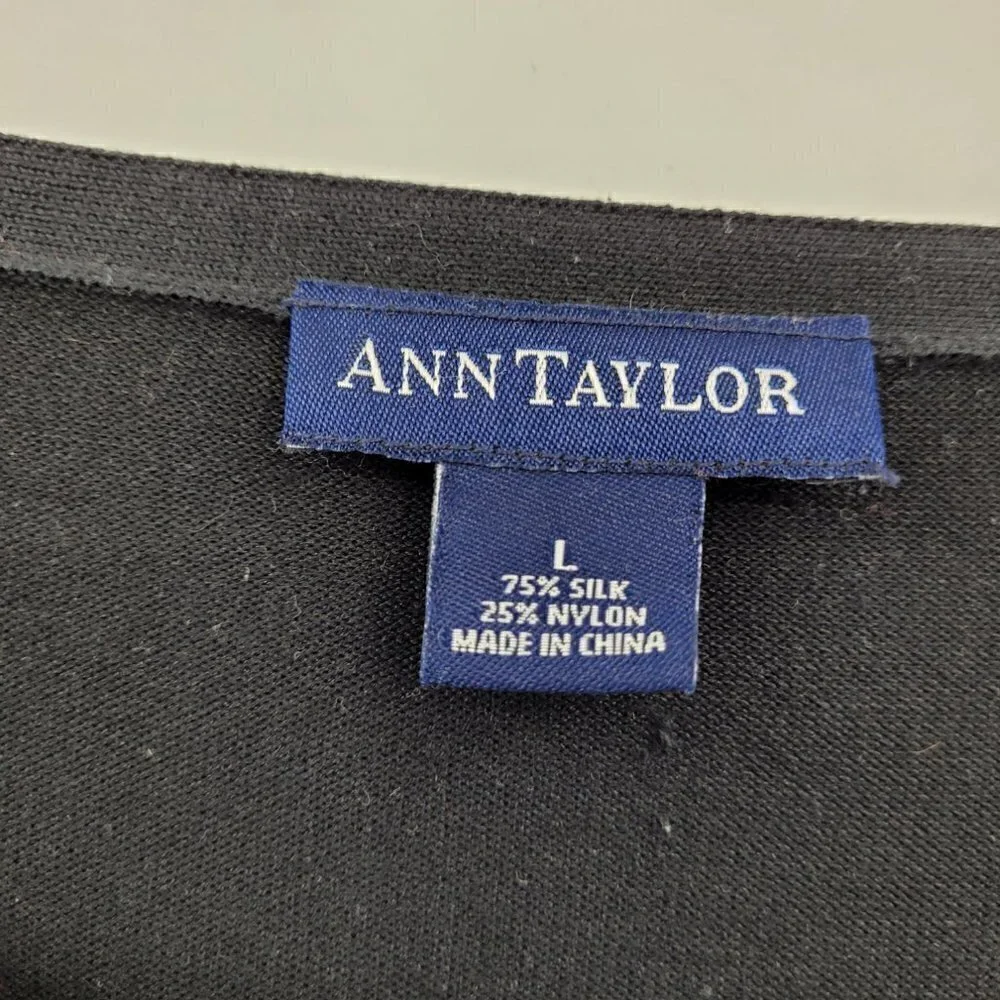 Ann Taylor Vintage Silk Blend Black Knit Sweater